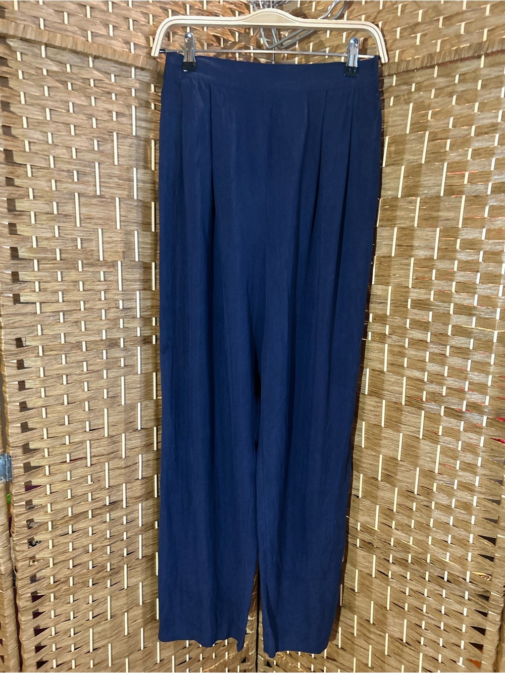 Jaclyn Smith Studio Silk Pants Medium Navy Blue Relaxed Pull On Minimalist